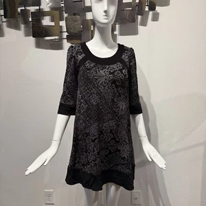 Eva Franco schwarz grau Kleid Baumwolle Wollmischung Größe 4, y2k Stil - Bild 1 von 19