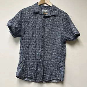 Cotton And Co. Herren Große L Kurzarm Hemd mit Knopfleiste Blumenmuster Allover Muster - Bild 1 von 7