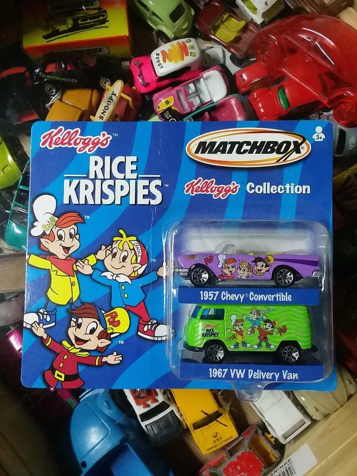 NEW! Matchbox 1/64 Rice Crispies 1957 Chevy Convertible and 1967 VW Delivery Van - Image 1 of 1