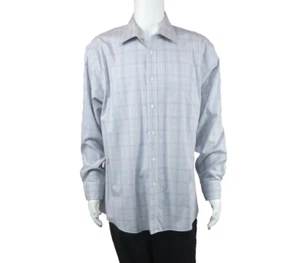 Chaps No Iron Stretch Collar Long Sleeve Gray Print Shirt Mens 18 34/35 - Picture 1 of 6