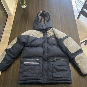 Fubu Puffer Ski Jacket The Collection Blue And Grey 1992 Size Large (14/16) - Picture 1 of 18