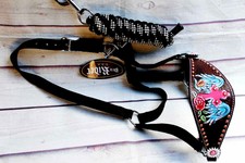 Horse Noseband Tack Bronc Leather Halter Tiedown Lead Rope 280M80196