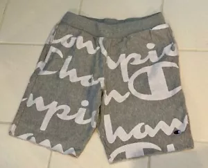 Champion Reverse Weave Shorts Herren L grau Allover Print Baumwolle Fleece gefüttert - Bild 1 von 4