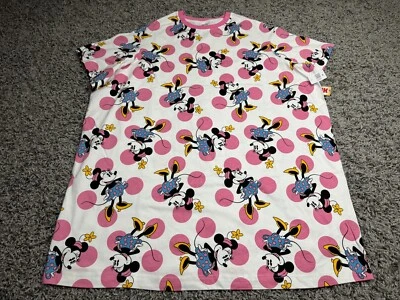NUEVO Vestido Disney Para Mujer 2X 2XL Blanco Rosa Minnie Mouse Mickey & Co Camisa Parques Foto 1 de 4