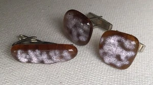 Vintage Amber Pat Pend 2853761 Cuff Links Tie Bar.   - Picture 1 of 12