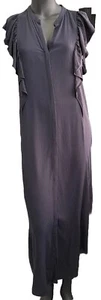 H&M Maxi Dress Women 10 Black Cottagecore Fairy Minimalist Button Up V Neck NWT - Picture 1 of 19