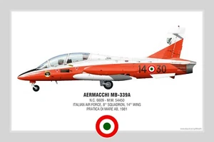 Aermacchi MB-339A Squadron Print - Poster 30x45 - Italian Air Force - 14th Wing. - Foto 1 di 1