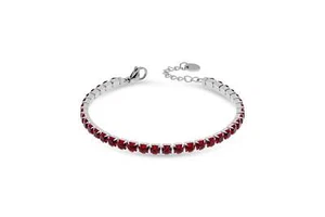 Bracciale Tennis Donna LIU JO LUXURY LJ2418 Acciaio Inossidabile Pietre Rosse - Foto 1 di 1