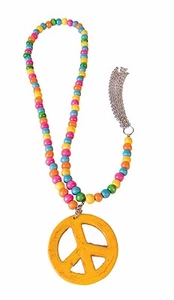Hippie 60's Wooden Peace Sign Necklace - Picture 1 of 1