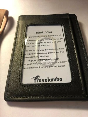 MENS WALLET (SLIM) TRAVELAMBO RFID BLOCKING-NEW WITH COVER AND IN BOX- BLACK. - Image 1 of 4