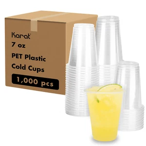 Karat 7oz PET Plastic Cold Cups (74mm) - 1,000 ct, C-KC7 - Picture 1 of 12