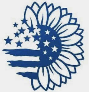 American Flag Sunflower White Vinyl Decal Sticker - Picture 1 of 1