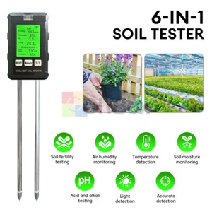 6 in 1 Soil PH Tester Water Moisture Light Test Meter For Garden Plant Flower - Picture 1 of 14