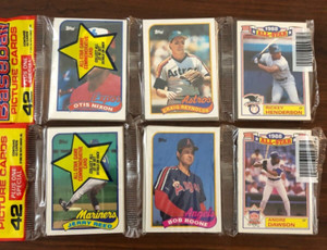 SALE!!! TWO 1989 TOPPS RACK PACKS WITH GARY SHEFFIELD Rookie Future Star showing