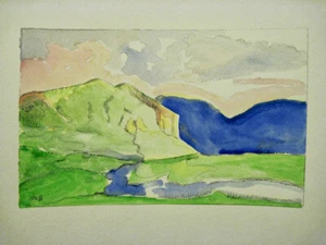 Irish Watercolor CONNEMARA Country Bog Bens Ireland Painting Sullivan 5x8 - Picture 1 of 4