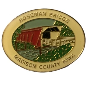 Roseman Bridge Madison County Iowa Scenic Travel Souvenir Pin - Picture 1 of 2