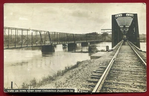 Ansicht Iowa River in der Nähe von Columbia Junction Eisenbahn Schienen Brücke Foto Postkarte - Bild 1 von 2