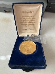Ronald Reagan Medal Of Merit & Task Force Lapel Pin, Blue Velvet Box - Picture 1 of 7