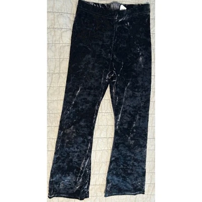 Leggings acampanados negros de terciopelo aplastado azul marino antiguos para niñas talla pequeña usados en excelente estado Foto 1 de 3