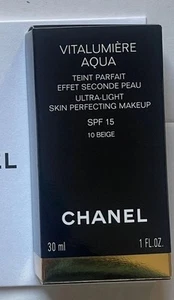 Chanel Vitalumière Aqua 10 Beige Light Shade Skin Spf 15 Perfecting Foundation - Picture 1 of 8