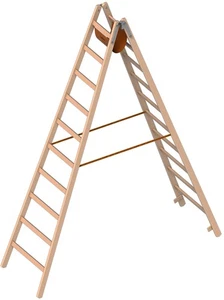 Layher 1059 Holzstehleiter 2x10 Breitprossen Malerleiter Bockleiter Holzleiter - Bild 1 von 3