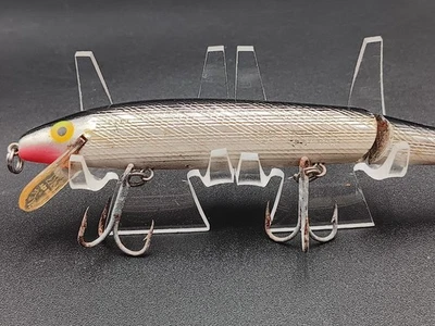 REBEL FLOATER JOINTED MINNOW LURE 5.5" Black Back White Belly Silver Side 80's  - Image 1 of 4