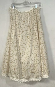 Gonna Style & Co Boho panna e marrone cotone floreale foderata ad A con pizzo all'uncinetto taglia 12 - Foto 1 di 5