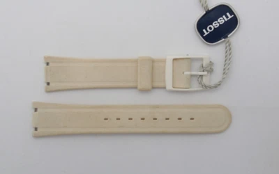 Tissot VINTAGE Two-Timer Off-White Rubber Watch Band Strap 20mm GENUINE - Image 1 of 3