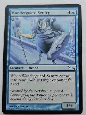 MTG Magic The Gathering Card Wanderguard Sentry Creature Drone Blue Mirrodin  - Image 1 of 2