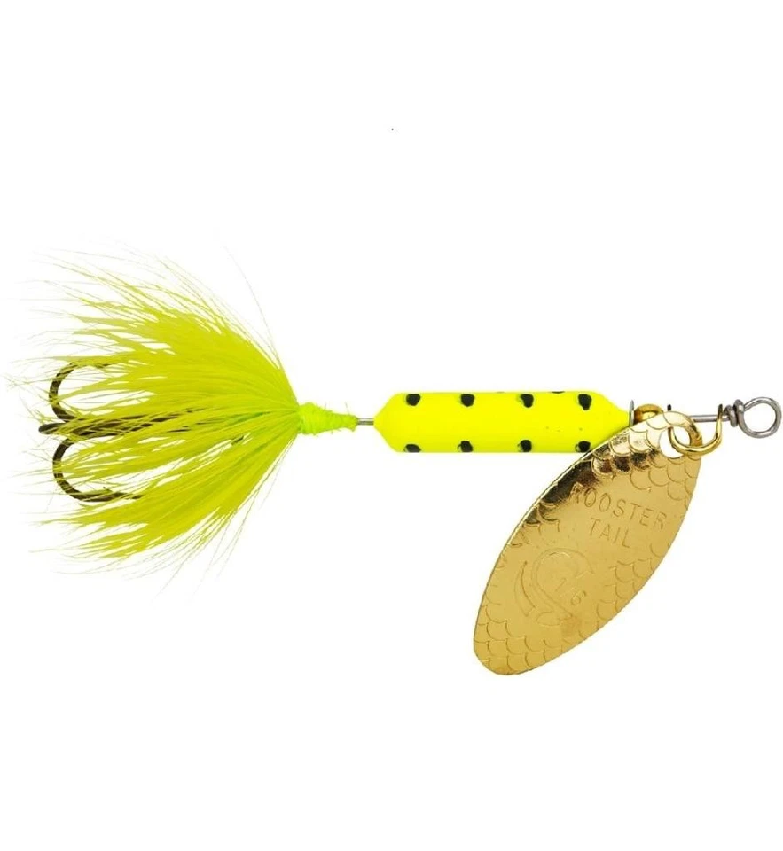 Worden's Yakima Bait Rooster Tail Lure Chartreuse Dalmation Choice of Size - Image 1 of 1
