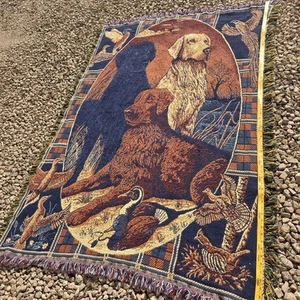Hunting Dog Labs Tapestry Throw Blanket Phesant Mallard REVERSIBLE Lodge Decor - Picture 1 of 6