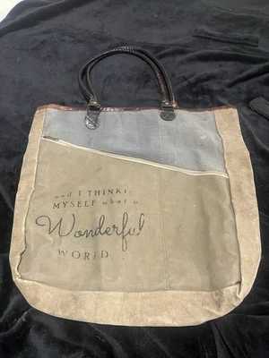 Vintage Addiction Canvas Tote Faded Olive Green Recycled Military Tent - Image 1 of 4