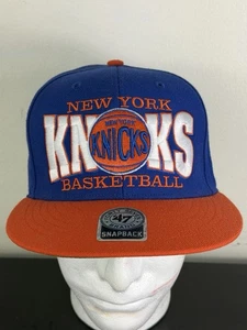 New York Knicks 47 Brand Vintage Logo Blue/Orange SnapBack Hat - Picture 1 of 6