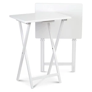Solid Wood Compact Folding TV Tray and Snack Tables, White, 2 Piece (Open Box) - Picture 1 of 11