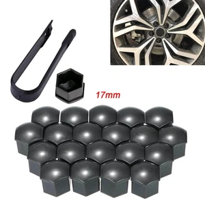20PCS 17mm BLACK GLOSS ALLOY WHEEL NUT BOLT COVERS CAP UNIVERSAL SET FOR ANY CAR - Picture 1 of 6