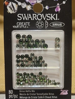 施华洛世奇 Hotfix 混合平背水晶 80 克拉 - Chrysolite Fern 绿色 5、4 和 3 毫米 — 第 1/2 张图片