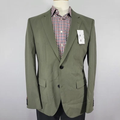 HUGO BOSS Men's Sport Coat Blazer Two Button Olive Wool Blend Super Flex 40R US - Image 1 of 4