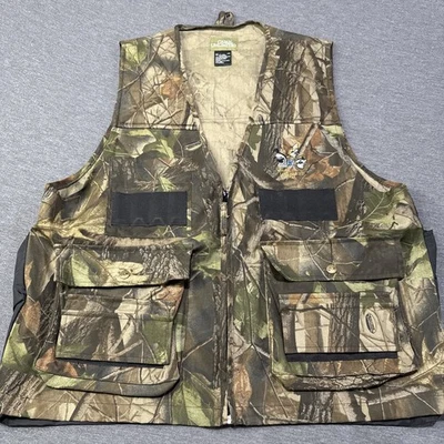 Quail Unlimited Hunting Vest Large RealTree Hardwoods Camo Game Pouch Util Pckts - Image 1 of 4