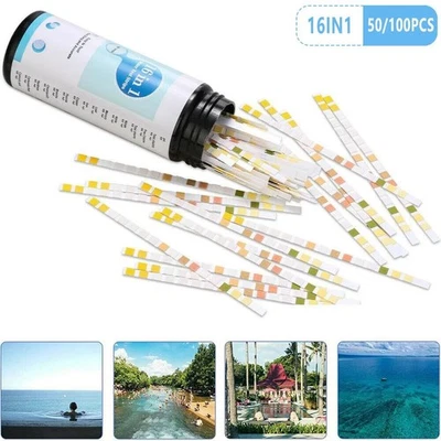 100/50Pcs 16 in 1 Drinking Water Test Kit Strips,Home Water Quality Test for Tap - Image 1 of 4
