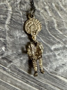 Vintage Silver Chain Necklace Mayan God Pendant Bin E - Picture 1 of 4