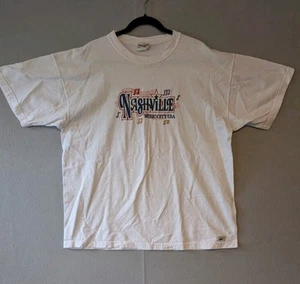 Camiseta De Colección Nashville Music City Para Hombre XL Blanca Remero Turista Hecha en EE. UU. - Imagen 1 de 10