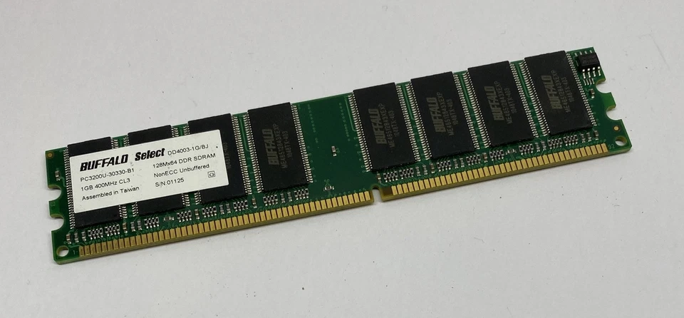 1GB Buffalo Select DD4003-1G/BJ PC3200U 400MHz DDR1 Non-ECC Computer Memory RAM - Image 1 of 4