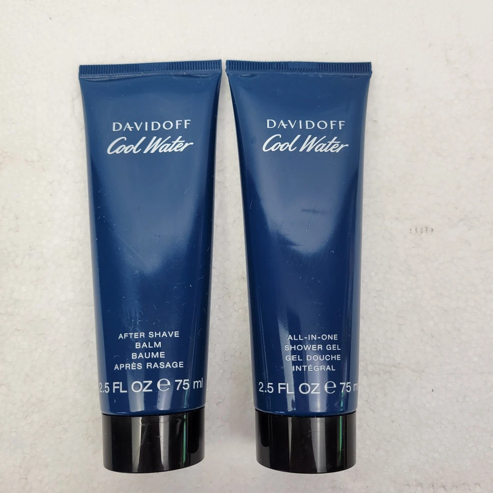 Nuevo bálsamo y gel de ducha Davidoff COOL WATER para después del afeitado 2,5 OZ Afeitado limpio y limpio Foto 1 de 4