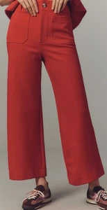 Anthropologie Maeve Neu mit Etikett Colette Cropped Hose weites Bein Größe 33 True Red Bin-O - Bild 1 von 10