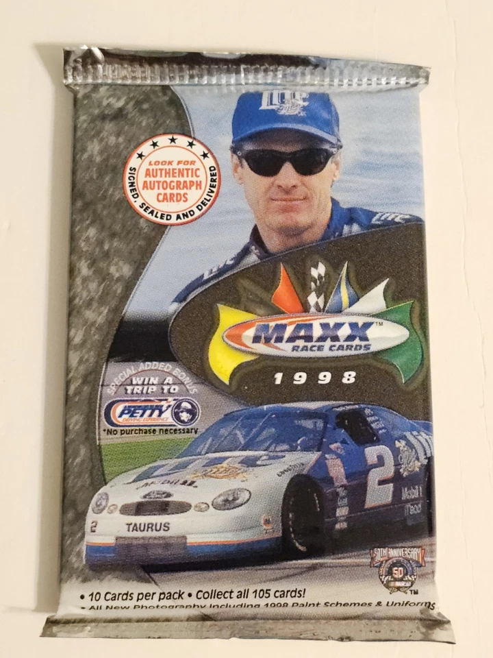 1998 Maxx Race Cards - 3 Pack Lot - Authentic Autograph Cards -10 Cards Per Pack - Image 1 of 4