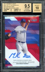 Bowmans Best Mackenzie Gore #/10 2017 refractor rojo novato SGC 9,5 automático 10 SP RC - Imagen 1 de 4