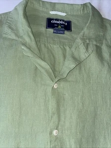 Chubbies Mens XL Green Button Up Short Sleeve Linen Blend Loop Collar - Picture 1 of 13