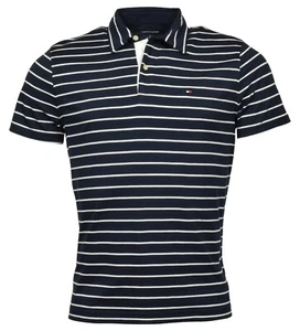 Tommy Hilfiger Men's Classic Fit Jersey Knit Striped Polo Shirt-Navy-Small - Picture 1 of 1