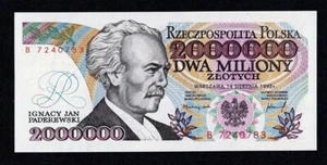 POLONIA 2000000 ZLOTYCH 1992 P#158b GIOCO PERFETTO UNC 2 milioni zlotych - Foto 1 di 3