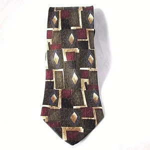 Corbata de seda Fratelli Moda clásica para hombre verde oro marrón hecha a mano en Italia - Imagen 1 de 4